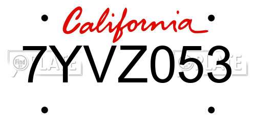 7YVZ053 California License Plate