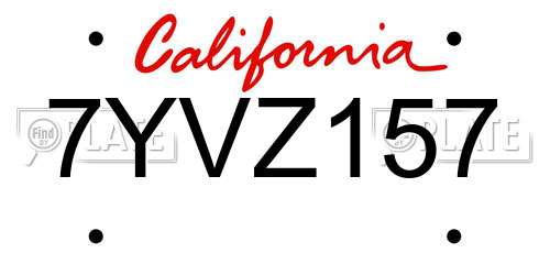 7YVZ157 California License Plate