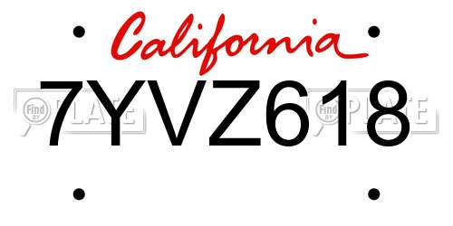 7YVZ618 California License Plate