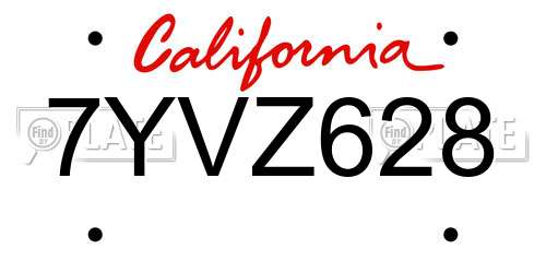 7YVZ628 California License Plate