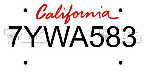 7YWA583 California License Plate
