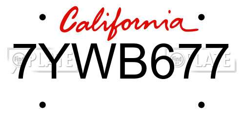 7YWB677 California License Plate