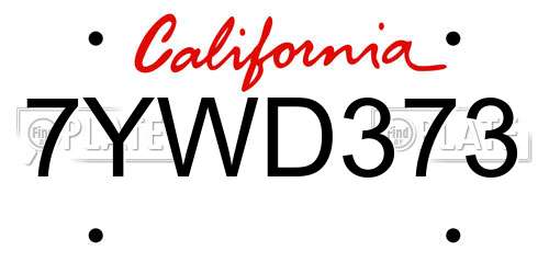 7YWD373 California License Plate