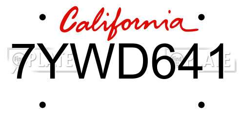 7YWD641 California License Plate