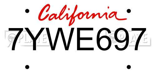 7YWE697 California License Plate