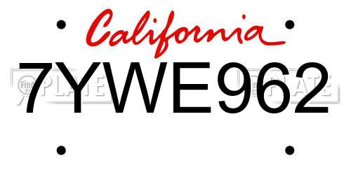 7YWE962 California License Plate
