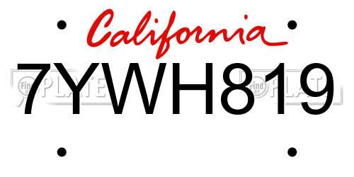 7YWH819 California License Plate