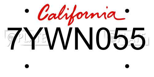 7YWN055 California License Plate