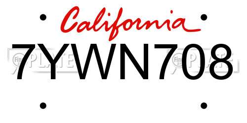 7YWN708 California License Plate