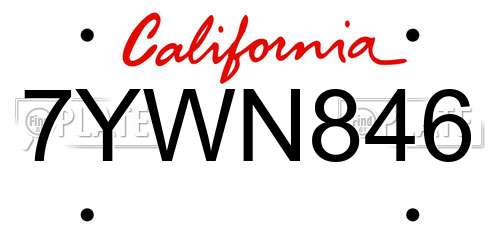 7YWN846 California License Plate