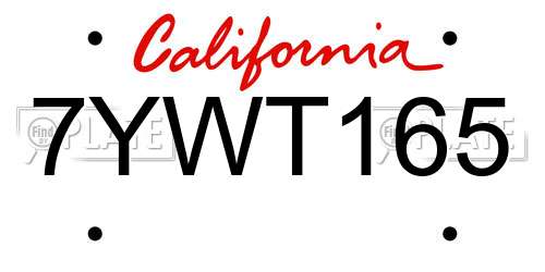 7YWT165 California License Plate