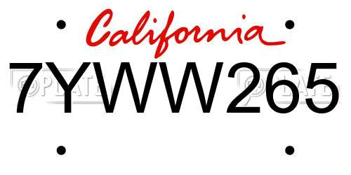 7YWW265 California License Plate