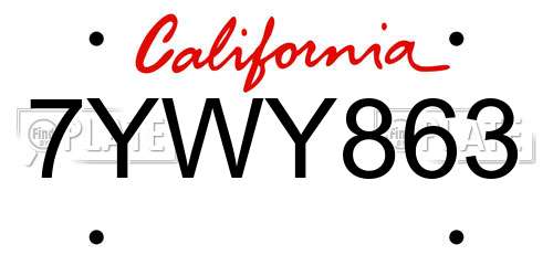 7YWY863 California License Plate