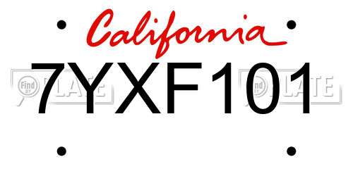 7YXF101 California License Plate