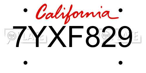 7YXF829 California License Plate