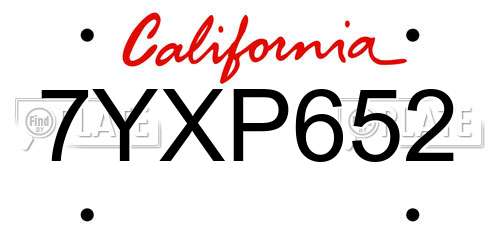 7YXP652 California License Plate