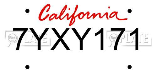 7YXY171 California License Plate