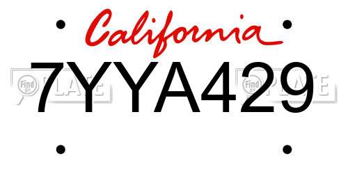 7YYA429 California License Plate
