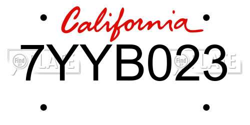 7YYB023 California License Plate