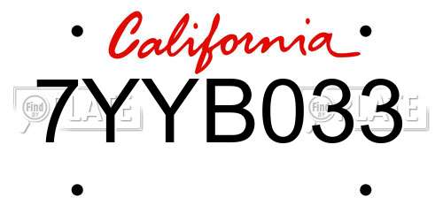 7YYB033 California License Plate