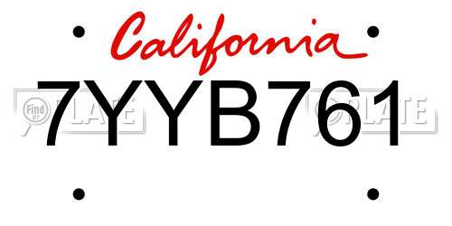 7YYB761 California License Plate