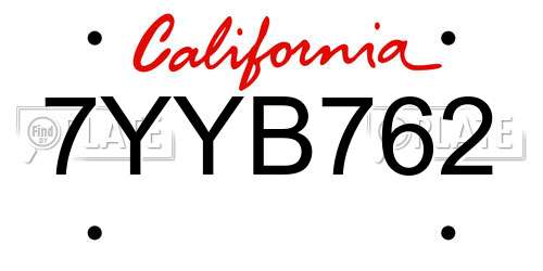 7YYB762 California License Plate
