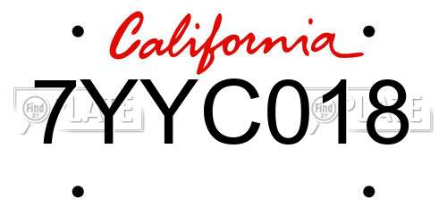 7YYC018 California License Plate