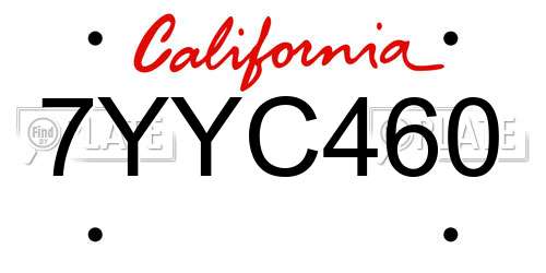 7YYC460 California License Plate