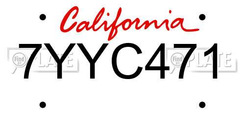 7YYC471 California License Plate