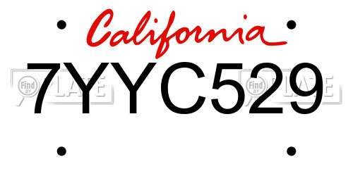 7YYC529 California License Plate