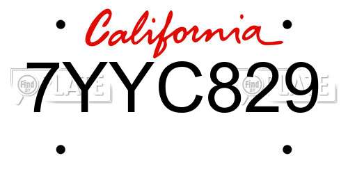 7YYC829 California License Plate