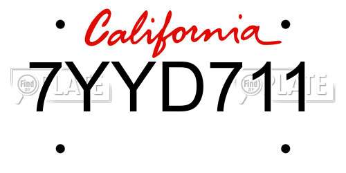 7YYD711 California License Plate
