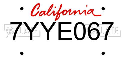 7YYE067 California License Plate