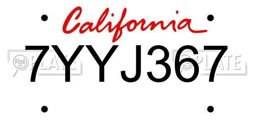 7YYJ367 California License Plate