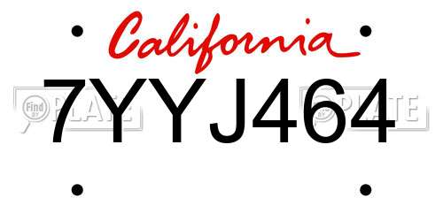 7YYJ464 California License Plate