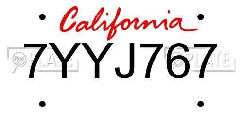 7YYJ767 California License Plate