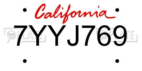 7YYJ769 California License Plate