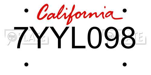 7YYL098 California License Plate