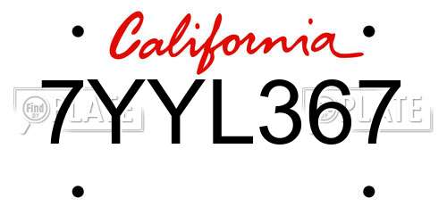 7YYL367 California License Plate