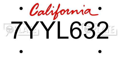 7YYL632 California License Plate
