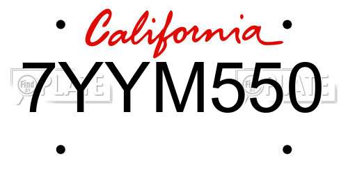 7YYM550 California License Plate