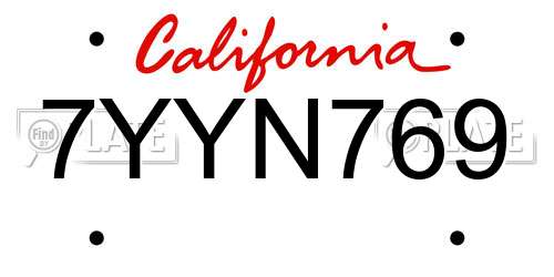 7YYN769 California License Plate