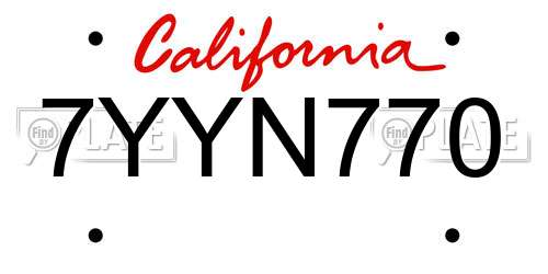 7YYN770 California License Plate