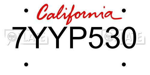 7YYP530 California License Plate