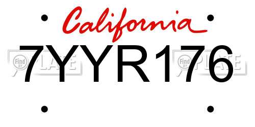 7YYR176 California License Plate
