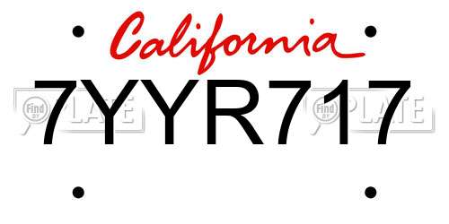7YYR717 California License Plate