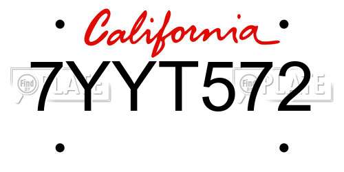 7YYT572 California License Plate