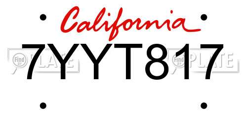 7YYT817 California License Plate