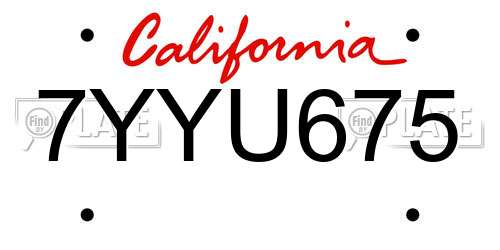 7YYU675 California License Plate
