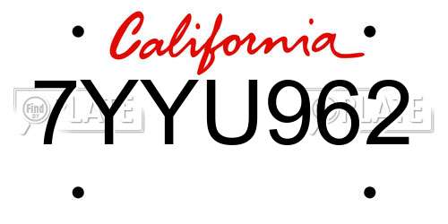 7YYU962 California License Plate